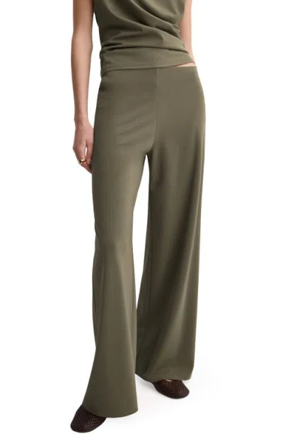 Mango Pull-on Straight Leg Pants In Green