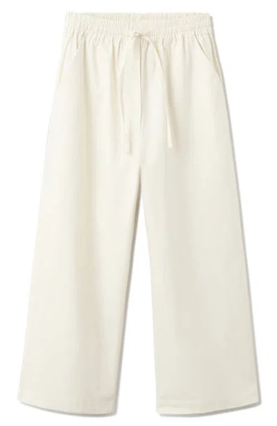 Mango Pull-on Wide Leg Cotton Pajama Pants In White