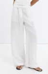 Mango Pull-on Wide Leg Linen Pants In White
