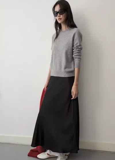 Mango Pull-over 100 % Cachemire Col Rond In Gris Chiné Clair