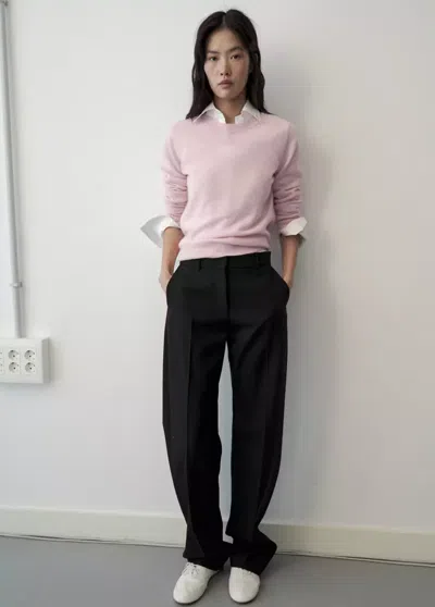 Mango Pull-over 100 % Cachemire Col Rond In Rose Pastel