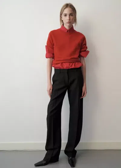 Mango Pull-over 100 % Cachemire Col Rond In Rouge