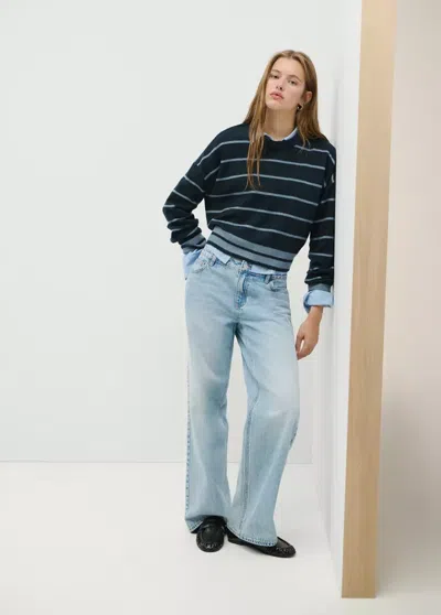 Mango Pull-over À Rayures Contrastantes In Blue