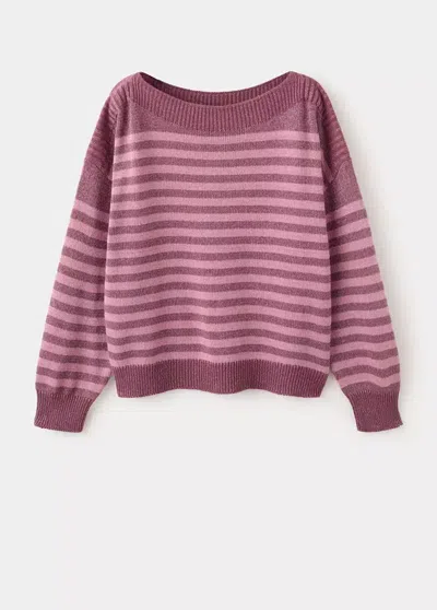 Mango Pull-over À Rayures Lurex In Pink