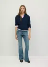 Mango Pull-over Col Polo Torsades In Bleu Marine
