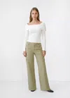 Mango Pull-over Col Roulé Coton In Blanc Cassé