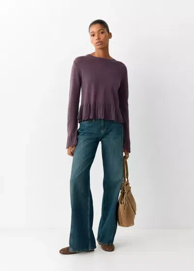 Mango Pull-over Détail À Volants In Purple