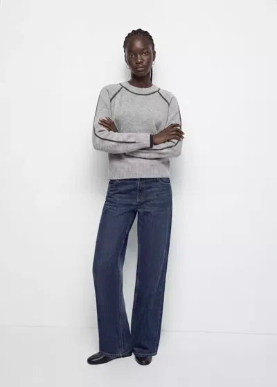 Mango Pull-over Détail Lurex In Gris Chiné Clair