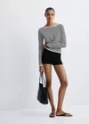 Mango Pull-over En Maille À Rayures In Sand