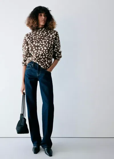Mango Pull-over Imprimé Cerf In Brown