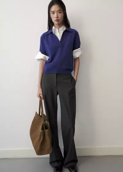 Mango Pull-over Laine Col Polo In Violet