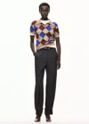 Mango Pull-over Losanges Col Polo In Marron Moyen