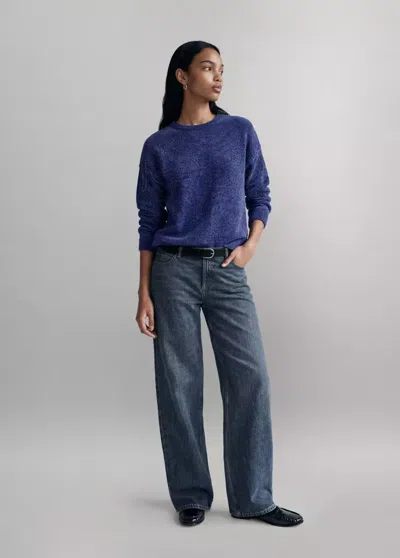 Mango Pull-over Maille Chenille In Blue