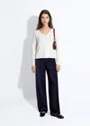 Mango Pull-over Maille Col En V In White