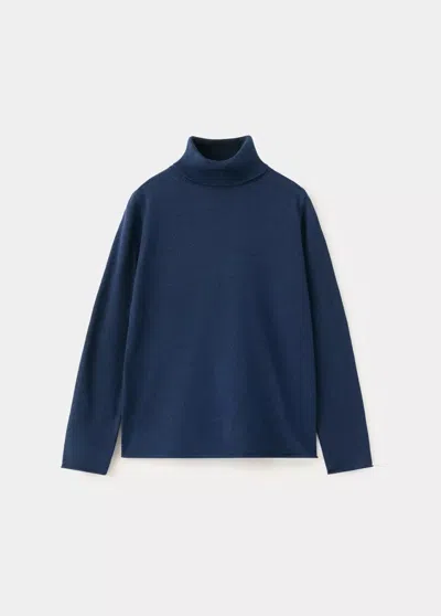 Mango Kids' Pull-over Maille Col Montant In Blue