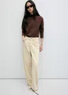 Mango Pull-over Maille Col Montant In Chocolat