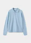 Mango Pull-over Maille Col Polo In Bleu