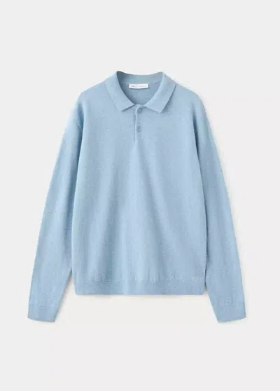 Mango Kids' Pull-over Maille Col Polo In Bleu