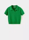 Mango Pull-over Maille Col Polo In Green