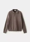 Mango Pull-over Maille Col Polo In Marron