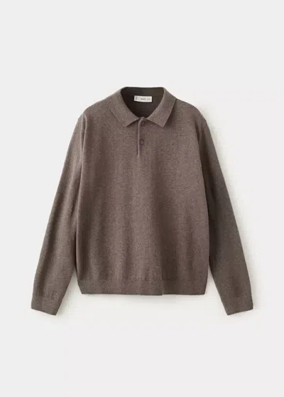 Mango Kids' Pull-over Maille Col Polo In Marron