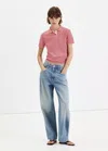 Mango Pull-over Maille Col Polo In Pink