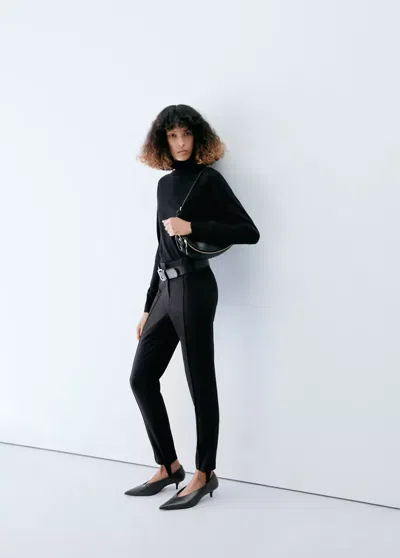 Mango Pull-over Maille Col Roulé In Noir