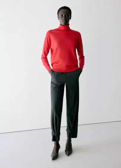 Mango Pull-over Maille Col Roulé In Rouge