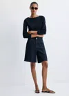 Mango Pull-over Maille Fine Col Bateau In Blue