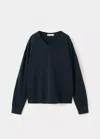 Mango Pull-over Maille Fine Col V In Bleu Marine