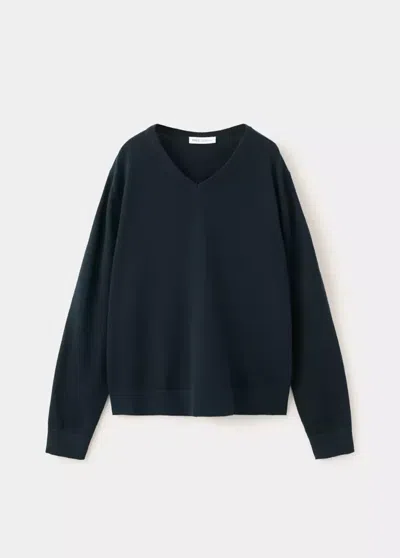 Mango Kids' Pull-over Maille Fine Col V In Bleu Marine