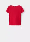 Mango Pull-over Maille Fine Manches Courtes In Red