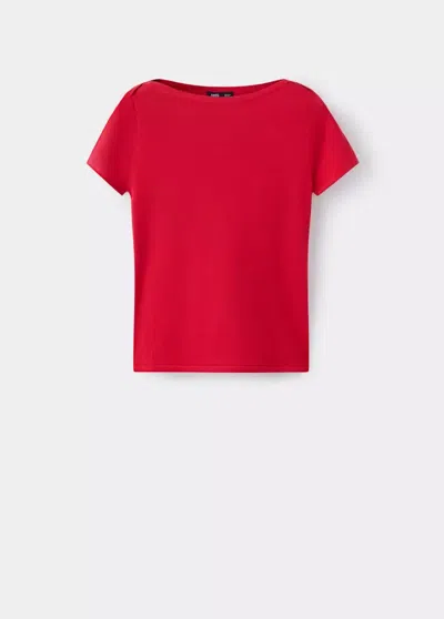 Mango Pull-over Maille Fine Manches Courtes In Red