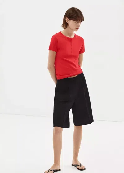Mango Pull-over Maille Fine Manches Courtes In Red