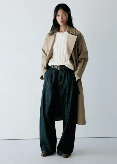 Mango Pull-over Maille Tressée In Neutral