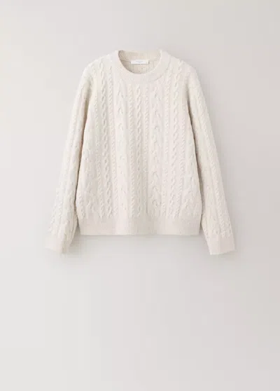 Mango Pull-over Maille Tressée In Ivoire