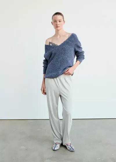 Mango Pull-over Oversize Col V In Bleu