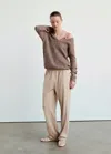 Mango Pull-over Oversize Col V In Marron Moyen