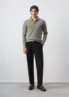 Mango Pull-over Polo Maille Structure In Gray