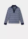 Mango Pull-over Rayures Col Polo In Blue