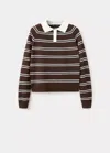 Mango Pull-over Rayures Col Polo In Brown