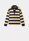 Mango Pull-over Rayures Col Polo In Blue