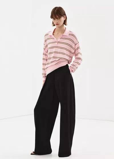 Mango Pull-over Rayures Col Polo In Pink