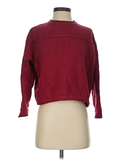 Pre-owned Mango Pullover Sweater In Burgundy