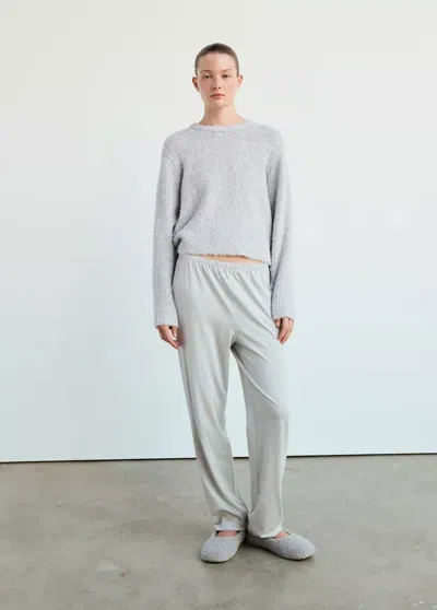 Mango Pull-over Tissu Bouclette Col Rond In Gris