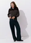 Mango Pull-over Zippé Rayures In Marron