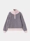 Mango Pull-over Zippé Rayures In Violet Clair/pastel