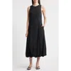 Mango Pumpkin Sleeveless Bubble Hem Midi Dress In Black