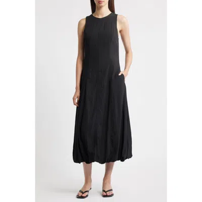 Mango Pumpkin Sleeveless Bubble Hem Midi Dress In Black