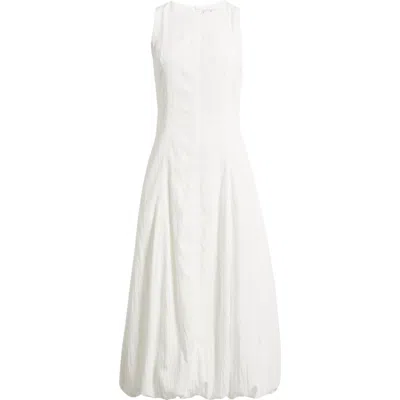 Mango Pumpkin Sleeveless Bubble Hem Midi Dress In White